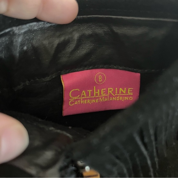 Women’s Catherine Malandrino Domenica Black Fringe Bootie Ankle Boots‎ Size 8 - Picture 7 of 7